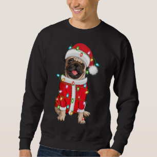 Pug Lover Xmas Lighting Santa Hat Pug Christmas Sweatshirt