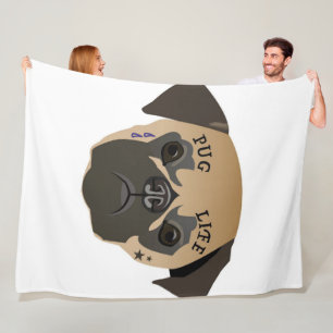 Pug Lovers Cute Pug Life Fleece Blanket