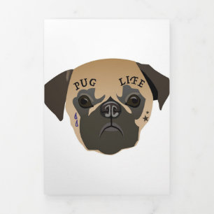 Pug Lovers Cute Pug Life Tri-Fold Announcement
