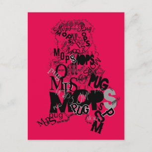 Pug made of Type Postcard
