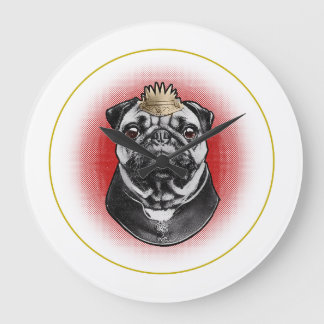 Pug Majesty  Large Clock