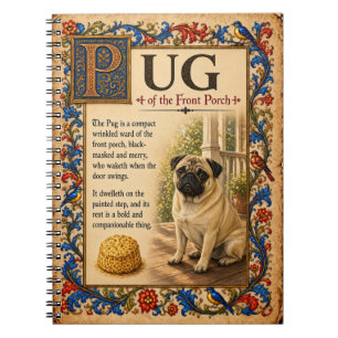 Pug, Medieval Bestiary Art Notebook