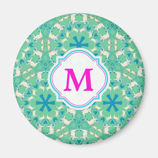 Pug Modern Pattern / Mopsmuster Magnet (Front)