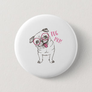 Pug Mom 2 Inch Round Button