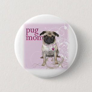 Pug Mom 2 Inch Round Button