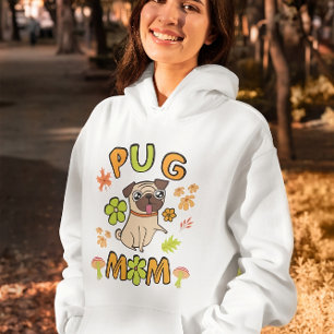 Pug Mom, Fall colours, falling leaves & flowers Hoodie