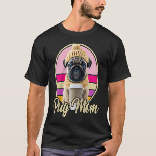 Pug Mom Outfit Costume Puppy Dog Retro Mother Ragl T-Shirt