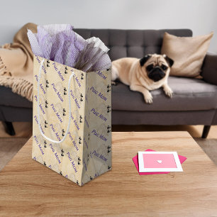 Pug Mom Pair of Fawn Pug Dogs Pattern Small Gift Bag