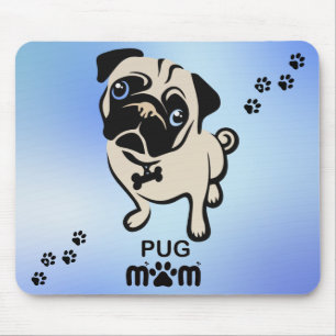 Pug Mom Paw Print Mouse Pad