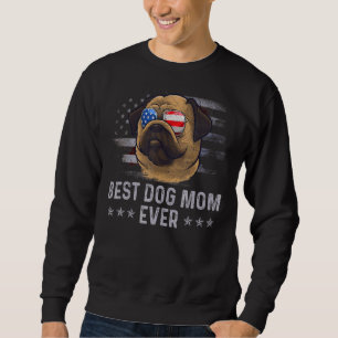 Pug Mom Vintage American Flag Patriotic Dog 1 Sweatshirt