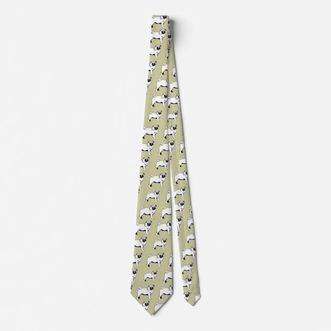 Pug Mops 2 sides printed  Tie (Front)