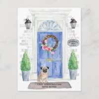 Pug Moving Announcement Postcard