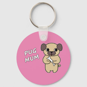 PUG MUM - Pink Keychain