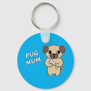 PUG MUM - Sky Blue Keychain