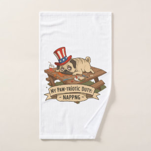 Pug Napping  Hand Towel