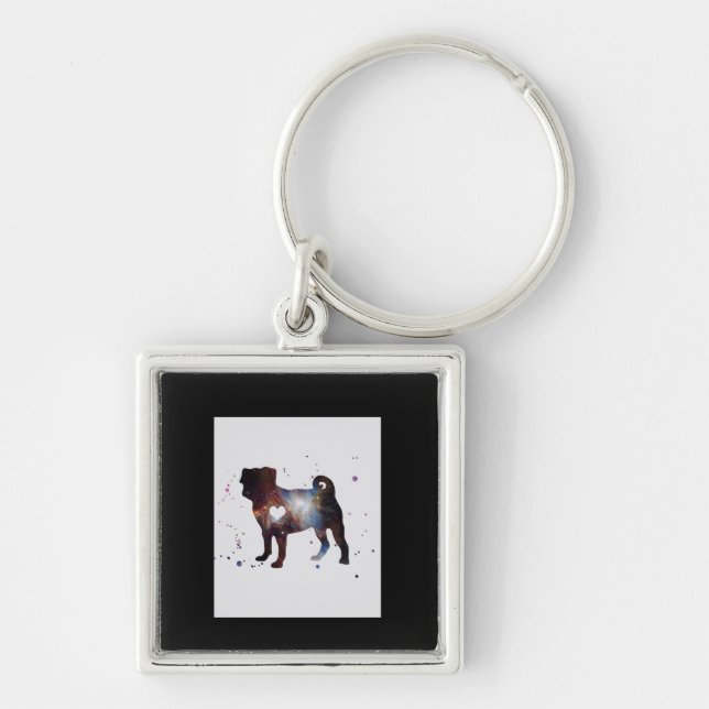 Pug Nebula Pug Dog Lover Nebula Lover Gift Keychain (Front)
