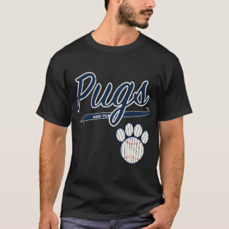 Pug NEW YORK Baseball Script T-Shirt