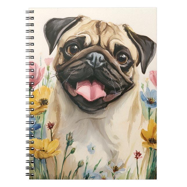 Pug Notebook – Watercolor (Front)