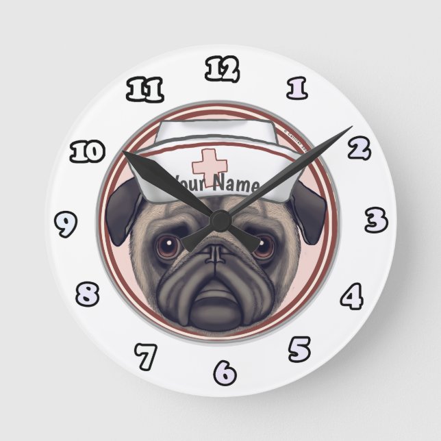 Pug Nurse  clock (Front)
