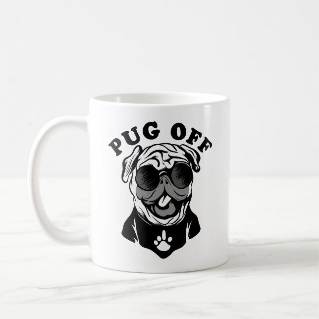 Pug Off | Funny Pun Humour For Pug Lovers Coffee Mug (Left)
