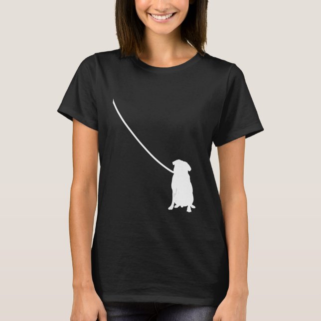 Pug on a Leash Dog  Mom Dad Pet Cute  Puppy T-Shirt (Front)