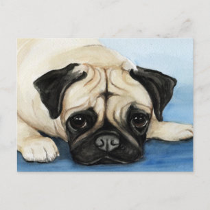 Pug Original Dog Art Postcard