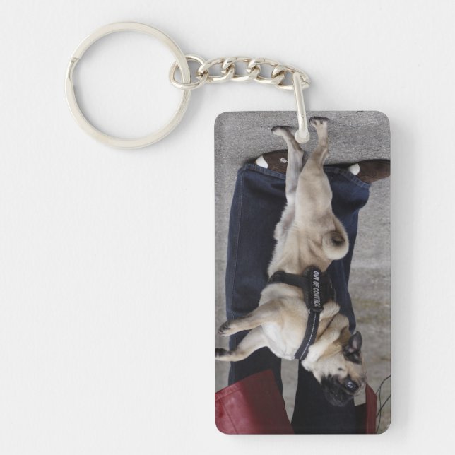 Pug Out Of Control Keychain (Front)