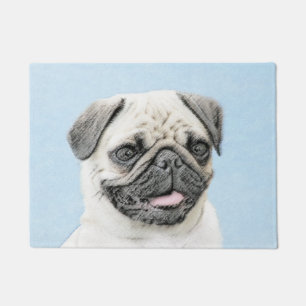 Pug Painting - Cute Original Dog Art Doormat