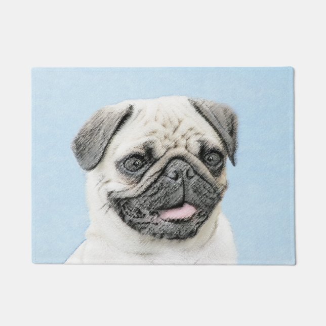 Pug Painting - Cute Original Dog Art Doormat (Front)