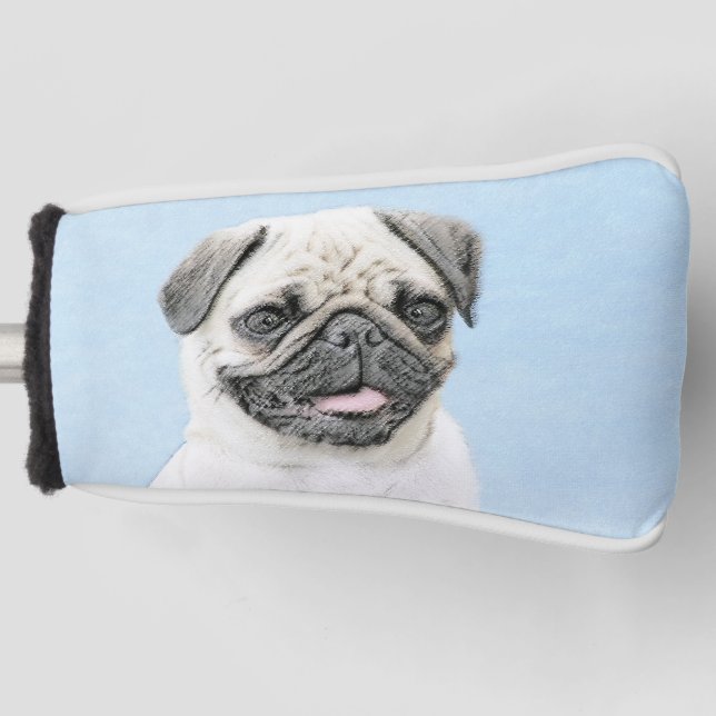 Pug Painting - Cute Original Dog Art Golf Head Cover (Front)