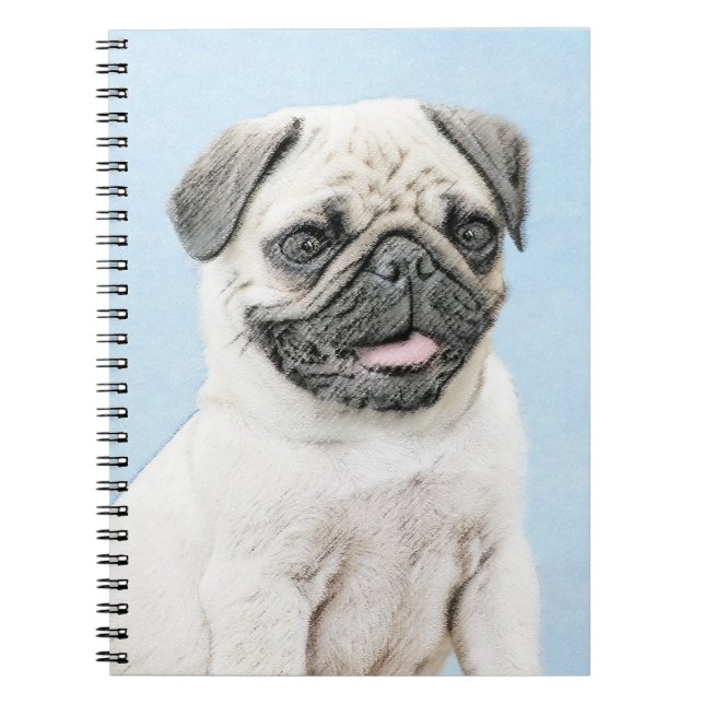 Pug Painting - Cute Original Dog Art Notebook (Front)