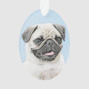Pug Painting - Cute Original Dog Art Ornament