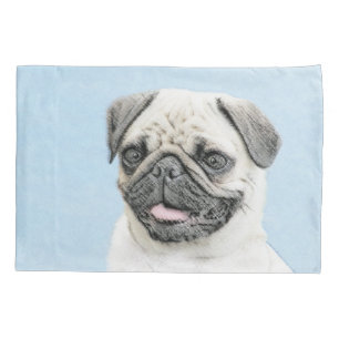 Pug Painting - Cute Original Dog Art Pillowcase