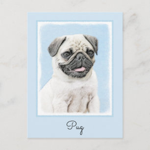 Pug Painting - Cute Original Dog Art Postcard