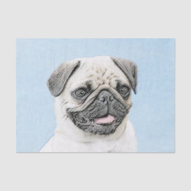 Pug Painting - Cute Original Dog Art Tissue Paper (Front)