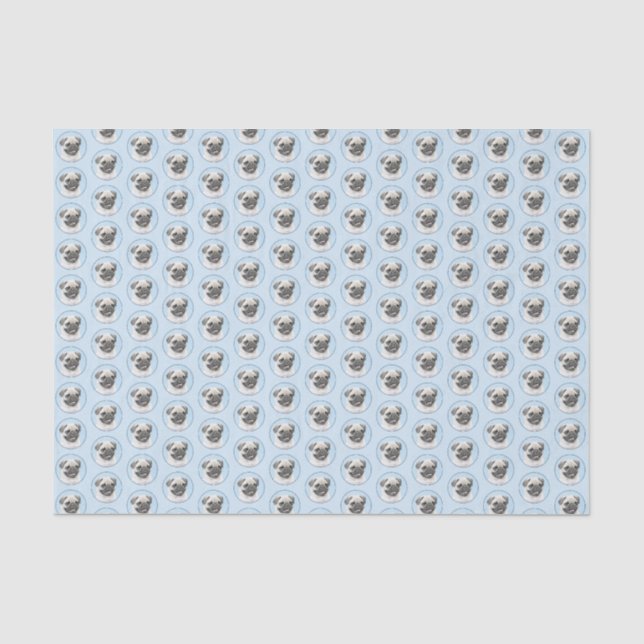 Pug Painting - Cute Original Dog Art Tissue Paper (Front)
