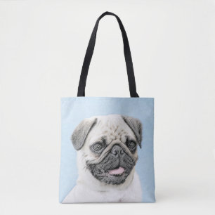 Pug Painting - Cute Original Dog Art Tote Bag