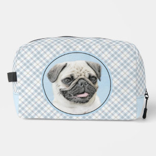 Pug Painting Fawn Silver Cute Original Pet Dog Art Dopp Kit