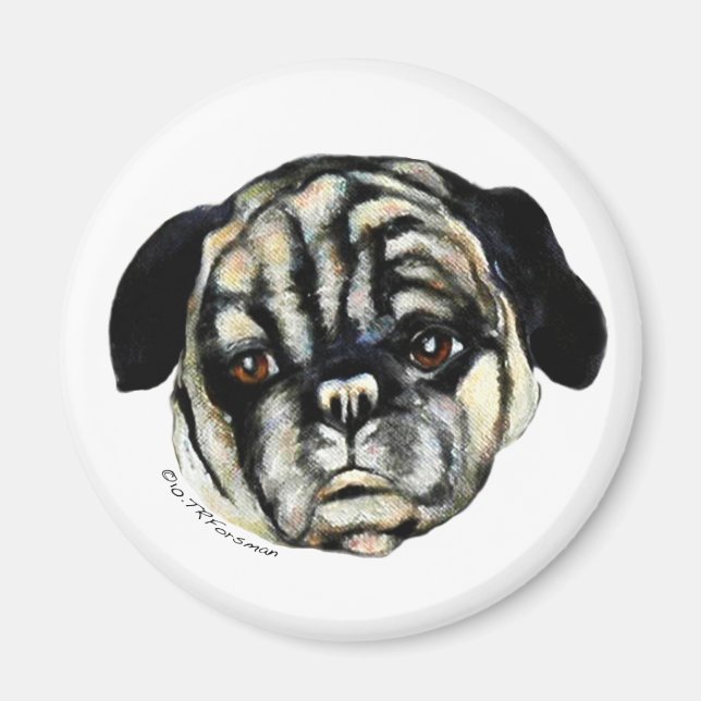Pug painting on canvas Magnet (Front)