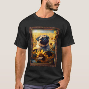 Pug Painting Sunflower Flower Mom Women Floral 2 T-Shirt