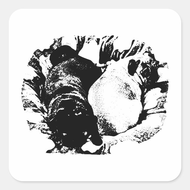 Pug Pair in Snug Bed Square Sticker (Front)