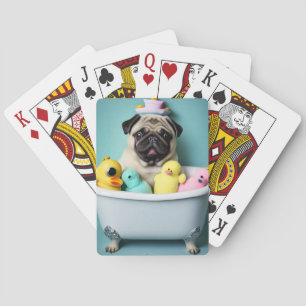 Pug Paradise: A Bathing Beauty in the Tub Playing Cards