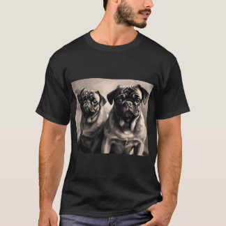 Pug Paradox - Pugs in Grey and Black Drawing - Rea T-Shirt