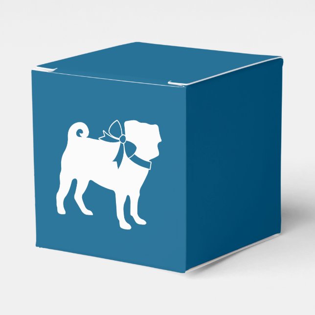 Pug Party Blue Theme Celebration Favor Box (Front Side)