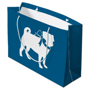 Pug Party Blue Theme Celebration Large Gift Bag