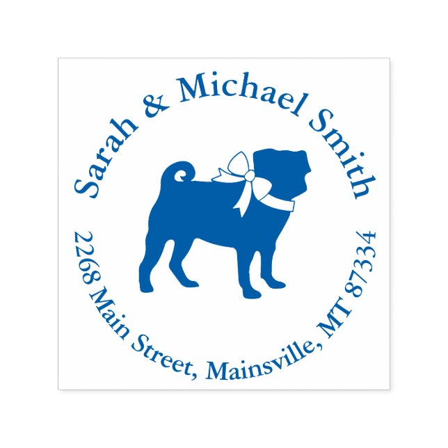 Pug Party Blue Theme Celebration Self-inking Stamp (Design)