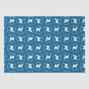 Pug Party Blue Theme Celebration Tissue Paper
