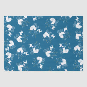 Pug Party Blue Theme Celebration Tissue Paper