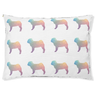 Pug Pastel Coloured Geometric Pattern Silhouette Pet Bed