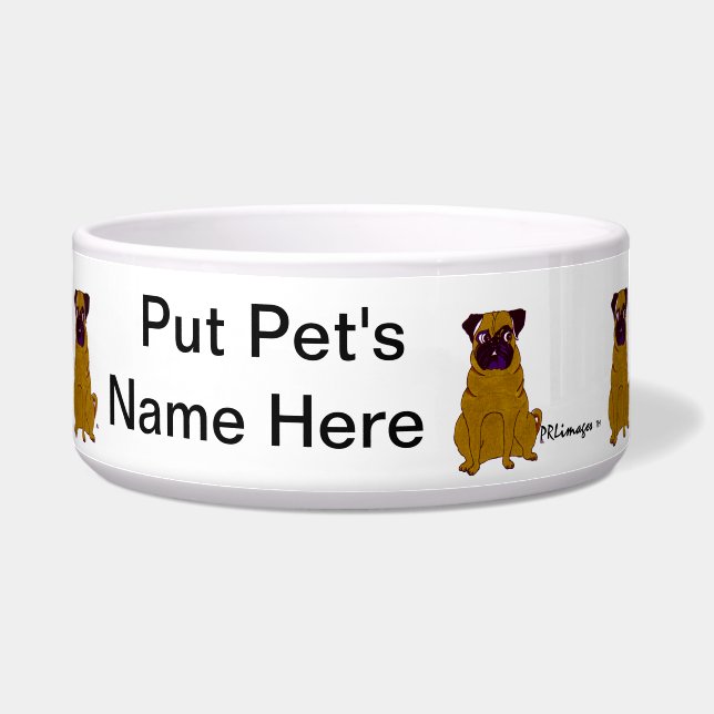 Pug Patrick Pet Bowl (Left)